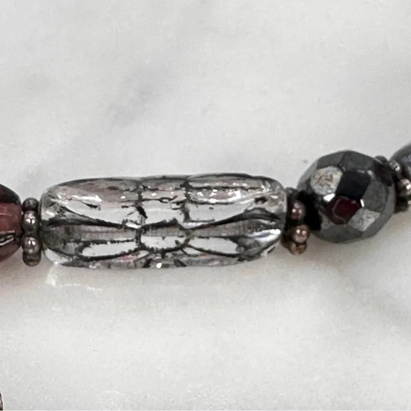 Glass Bead Medallion Necklace 18” Silver-tone Boho Circle Pendant Global… - Picture 7 of 10